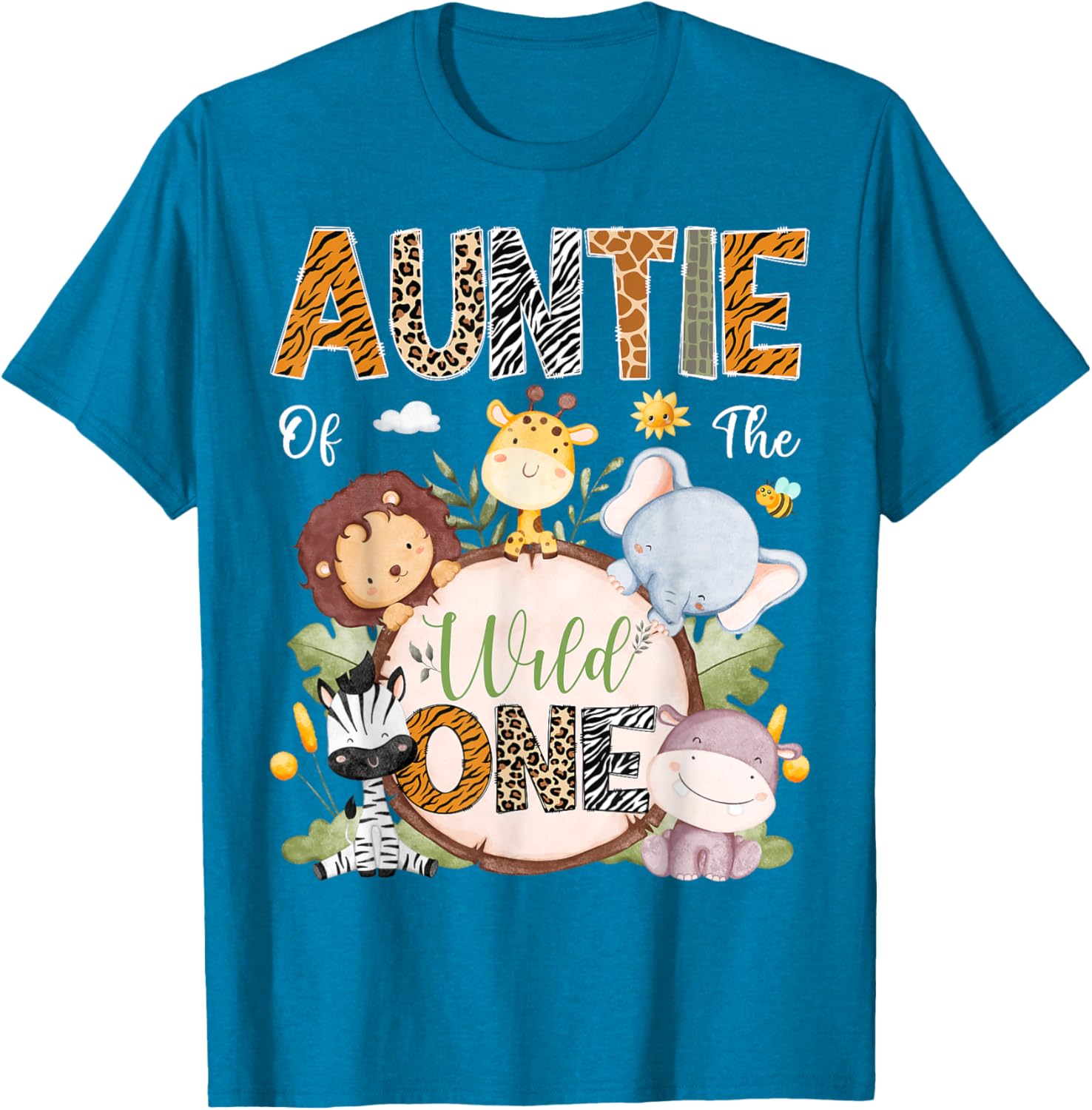 Auntie Of The Wild One 1st Birthday Safari Jungle Animals T-Shirt - 14