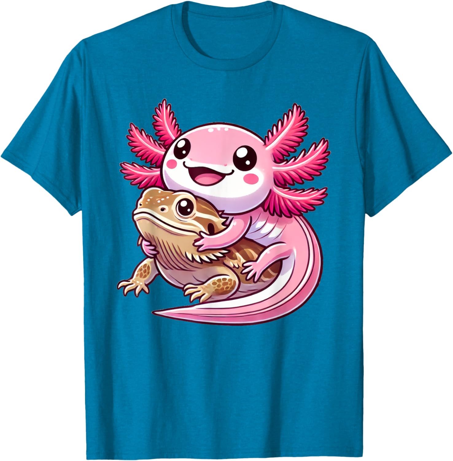 Adorable Axolotl Hugging Bearded Dragon T-Shirt for Animal Lovers - 12