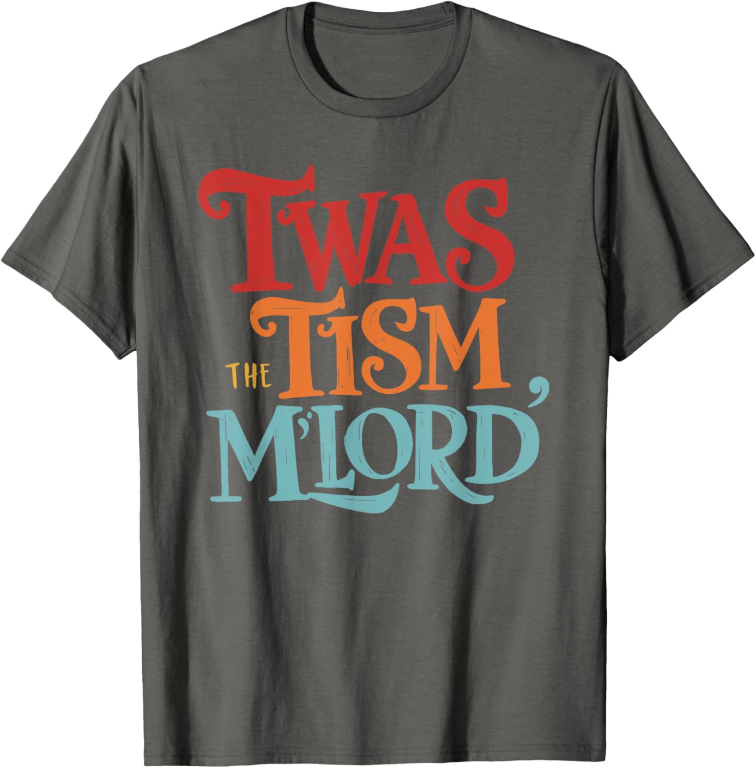 Vintage Style Twas the Tism M'Lord Black T-Shirt for Unisex Adults - 5