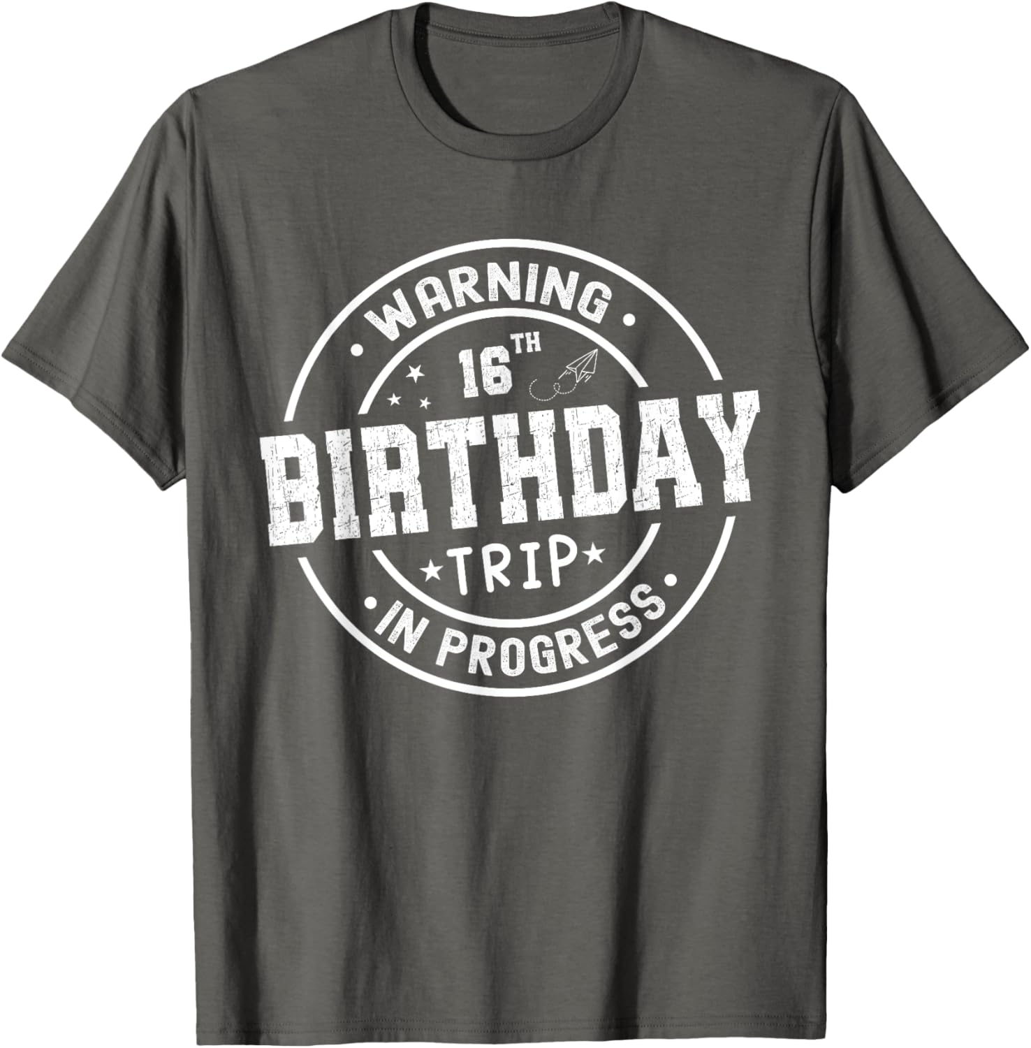 Funny 16th Birthday Trip In Progress T-Shirt for Teens and Kids - 17