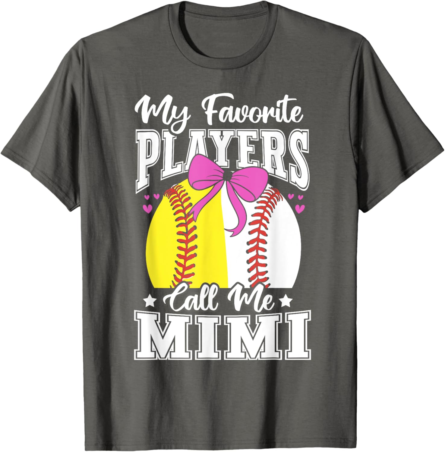 Baseball Grandma Favorite Softball Players Mimi Bow T-Shirt for Fans - 2