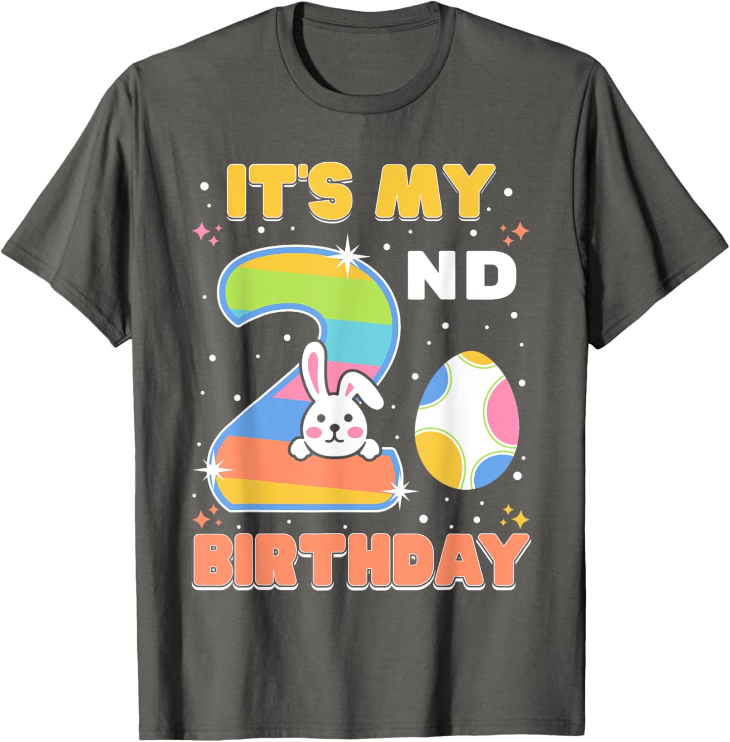 Cute Easter Bunny 2nd Birthday T-Shirt for Boys and Girls Age 2 - 16