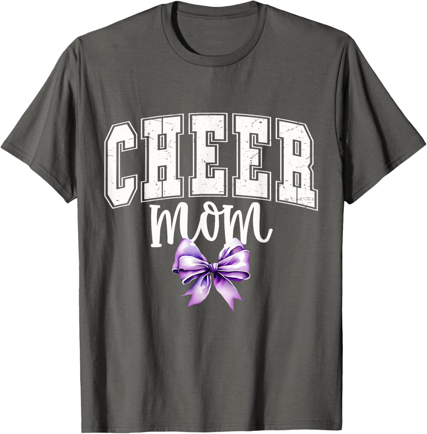 Cheer MOM Coquette Purple Bow Cheerleader T-Shirt for Supportive Moms - 9