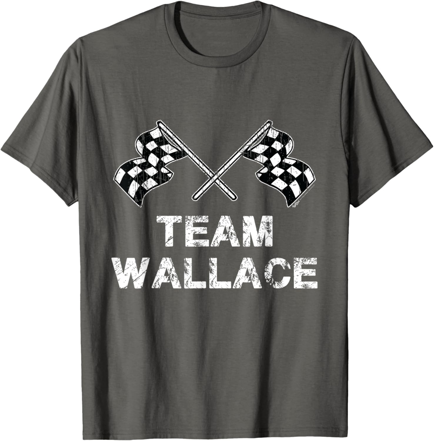 Vintage Team Wallace Racing T-Shirt with Checkered Flag Design - 1