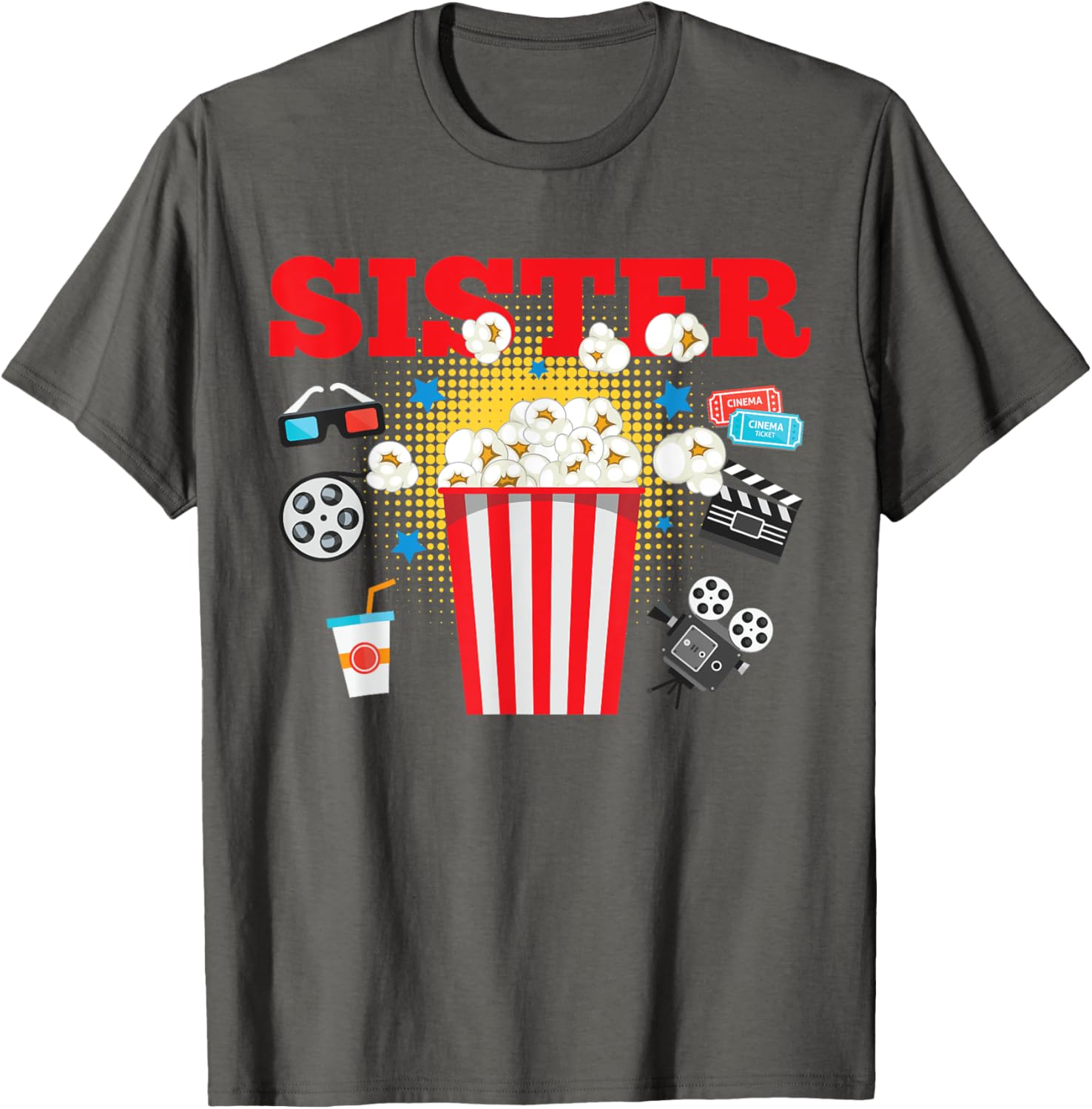 Sister Movie Night Party T-Shirt for Fun Birthday Celebrations - 5