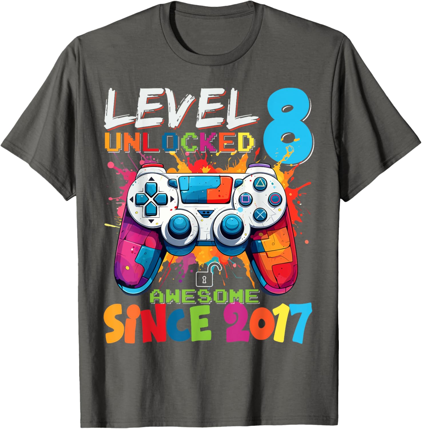 Level 8 Unlocked Video Games Birthday T-Shirt for Gamers 2017 Edition - 5