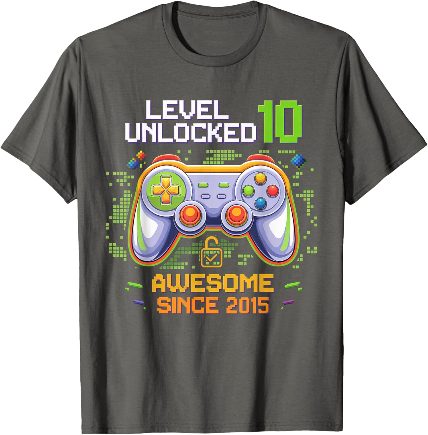 Level 10 Unlocked Birthday Gaming T-Shirt for Awesome 10 Year Olds - 8