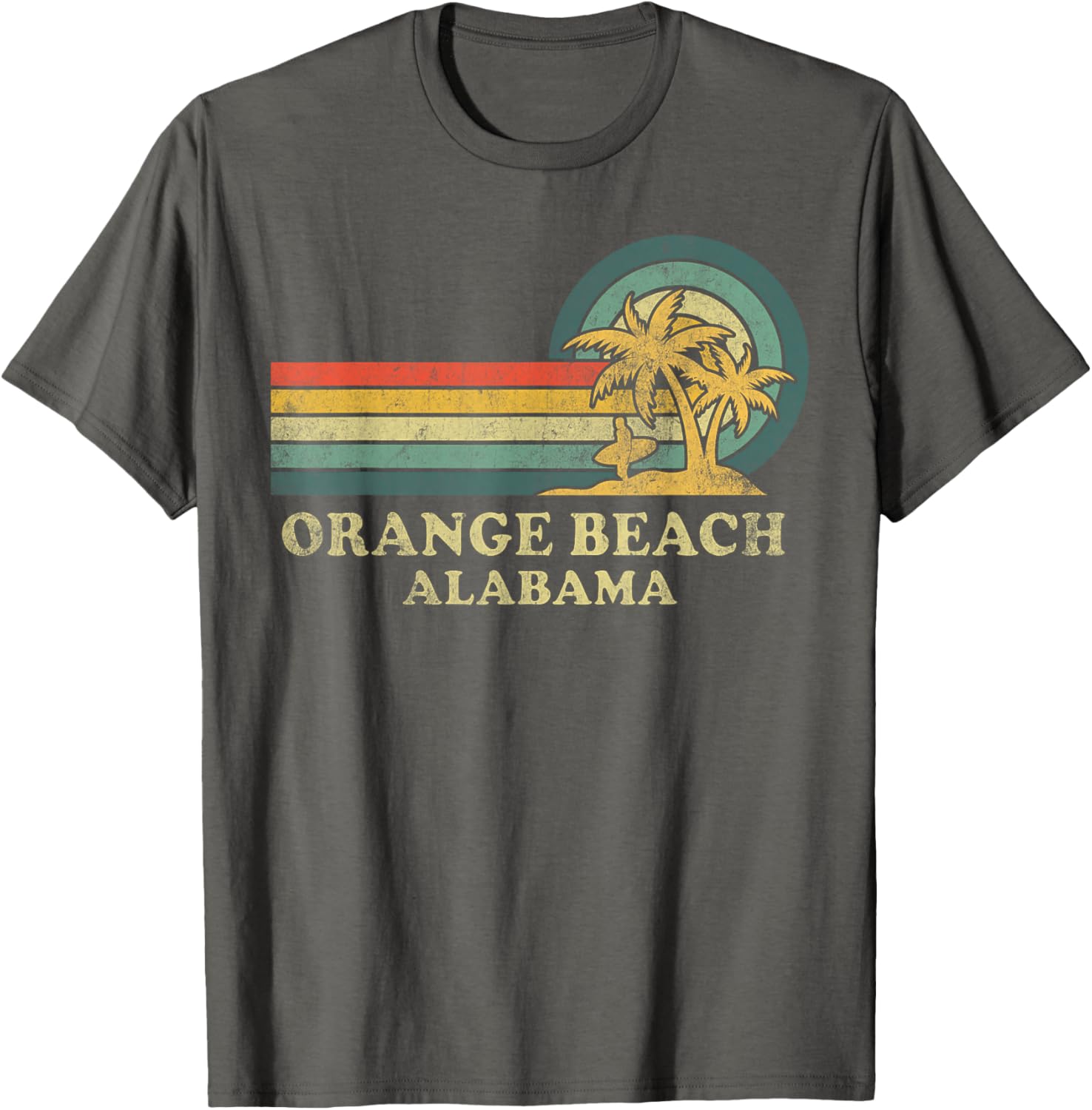 Vintage Palm Tree T-Shirt for Family Vacations in Orange Beach Alabama - 11