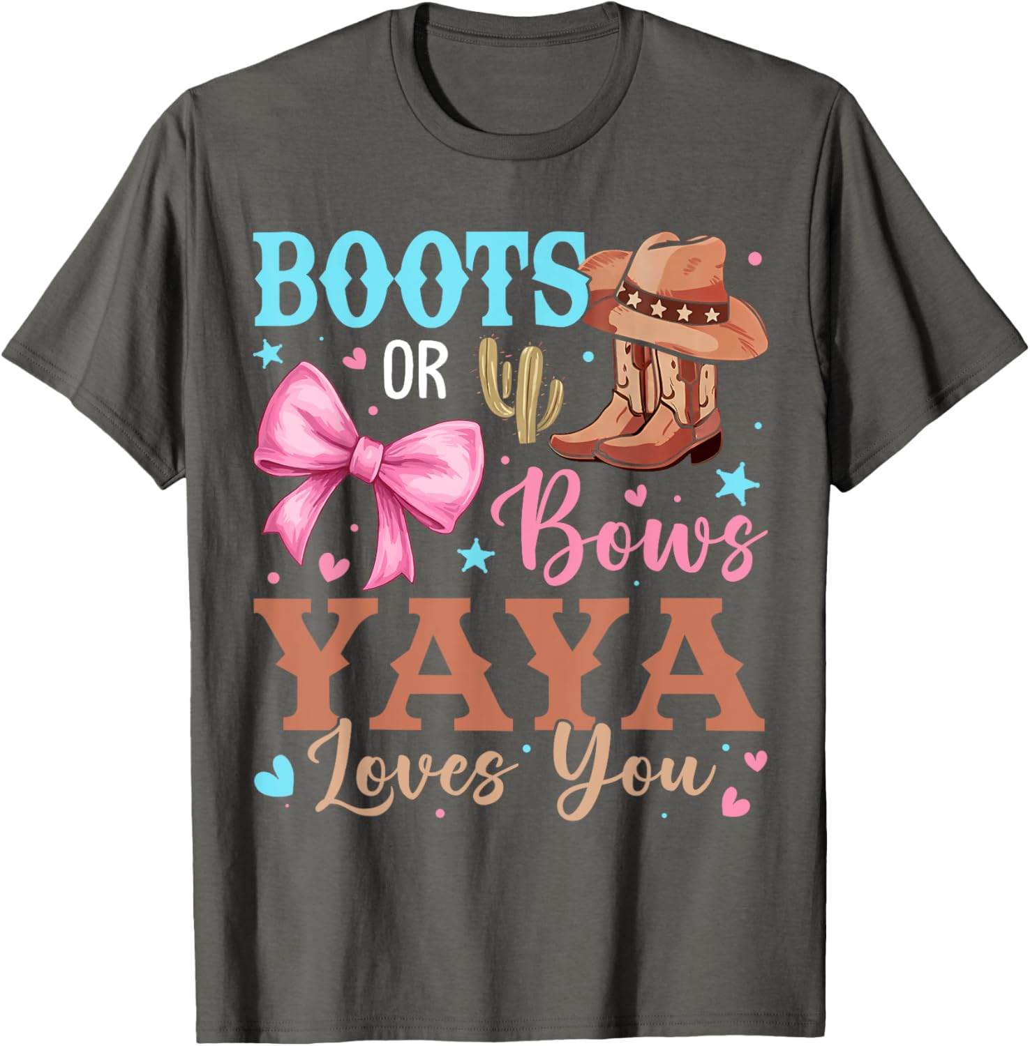 Boots or Bows Gender Reveal T-Shirt Yaya Loves You Cute Design - 8