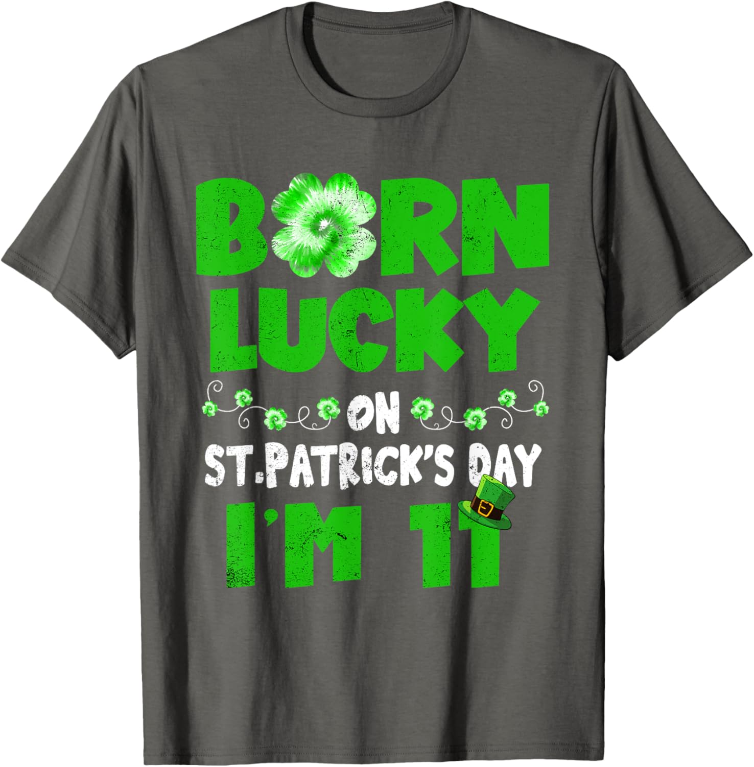Born Lucky St. Patrick's Day 11th Birthday T-Shirt for Kids - 24