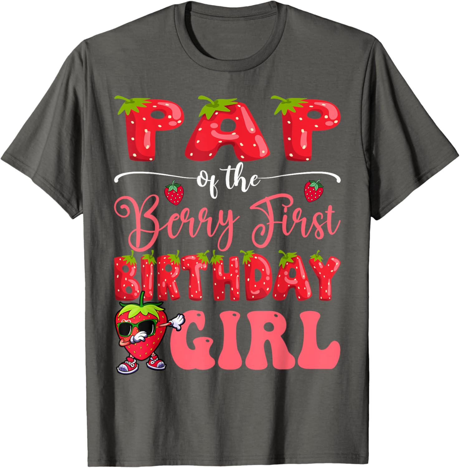 Sweet Strawberry First Birthday T-Shirt for Girls - Pap Of Berry Design - 3