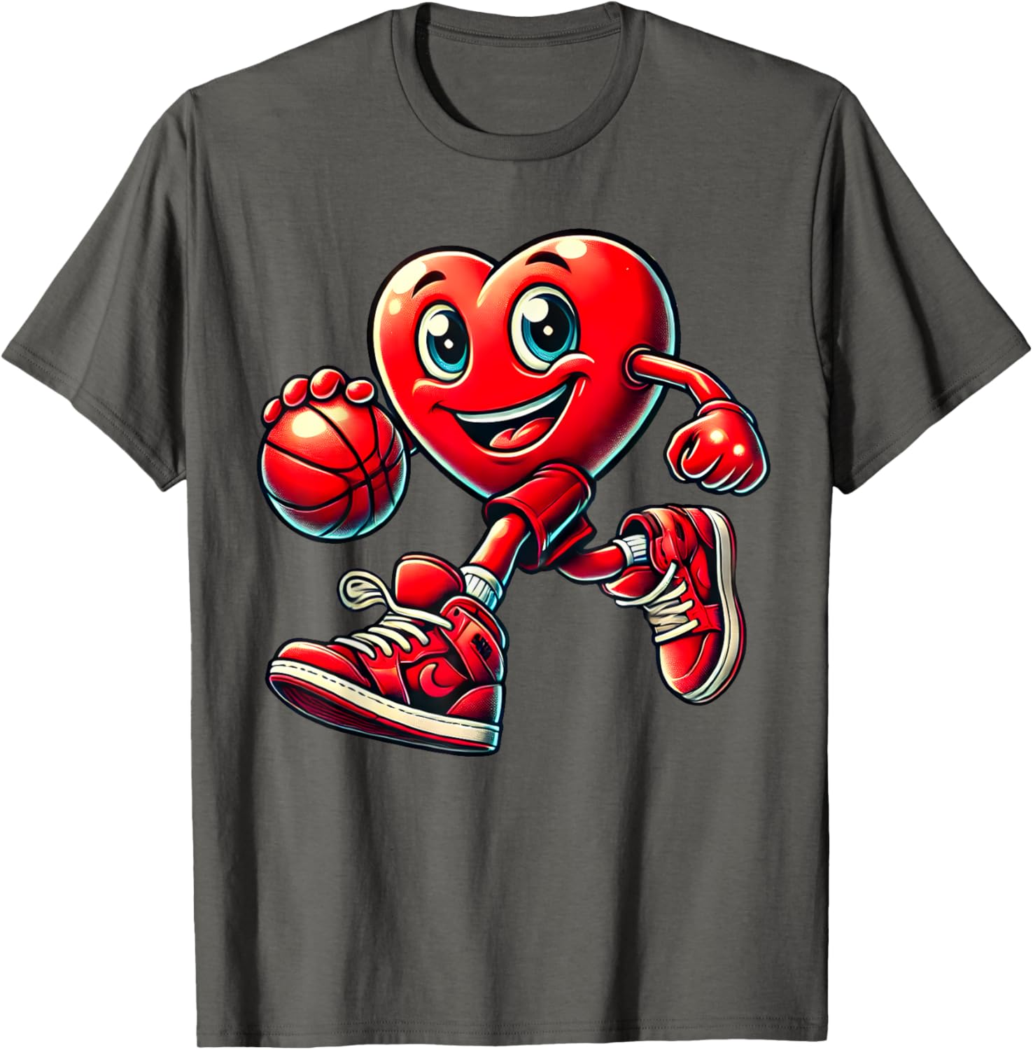 Valentine's Day Heart Basketball T-Shirt for Kids and Adults Fun Design - 19