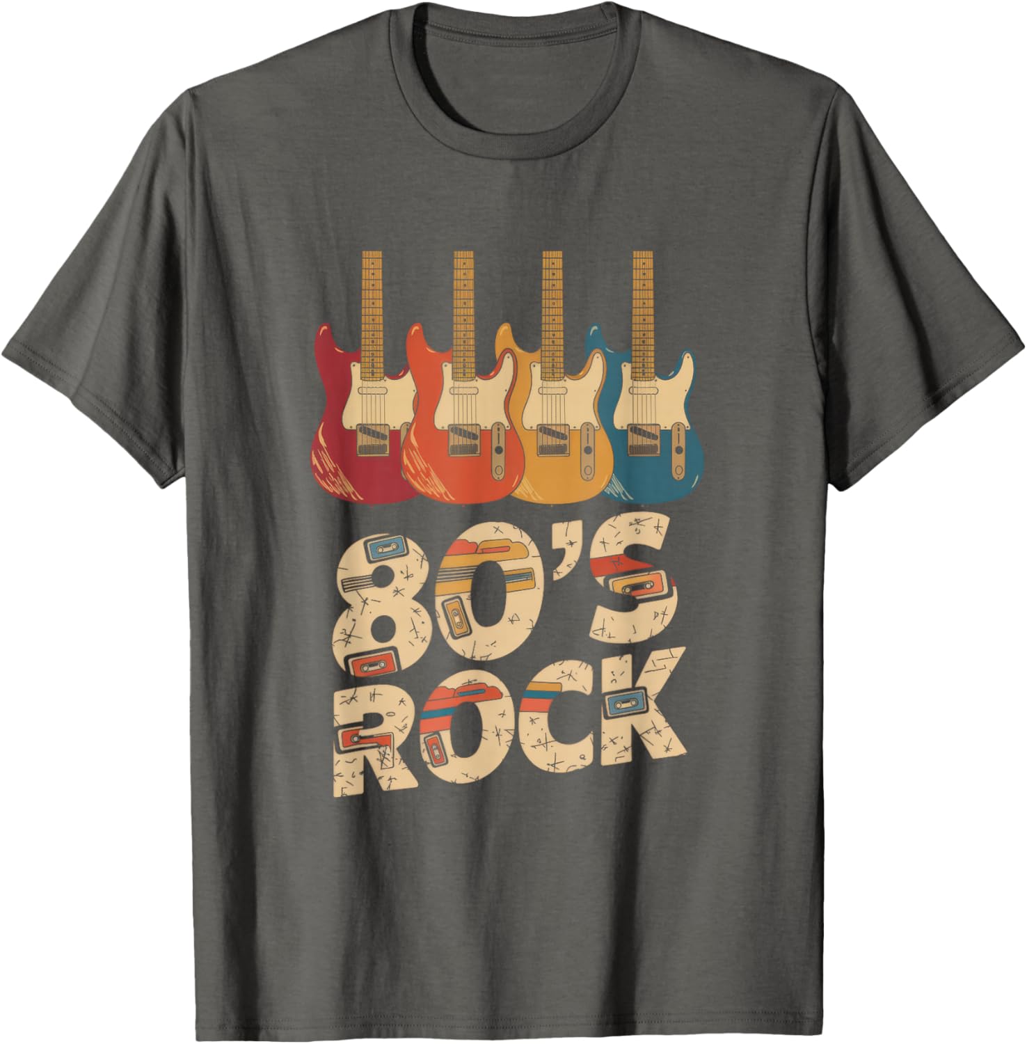 80's Rock Band Guitar Cassette Tape T-Shirt for Music Lovers - 3