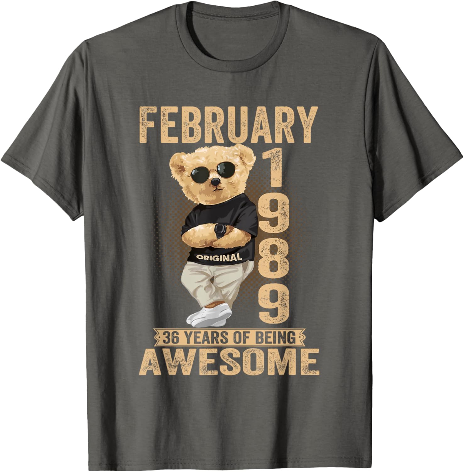 Awesome February 36th Birthday Teddy Bear T-Shirt for Men and Women - 21