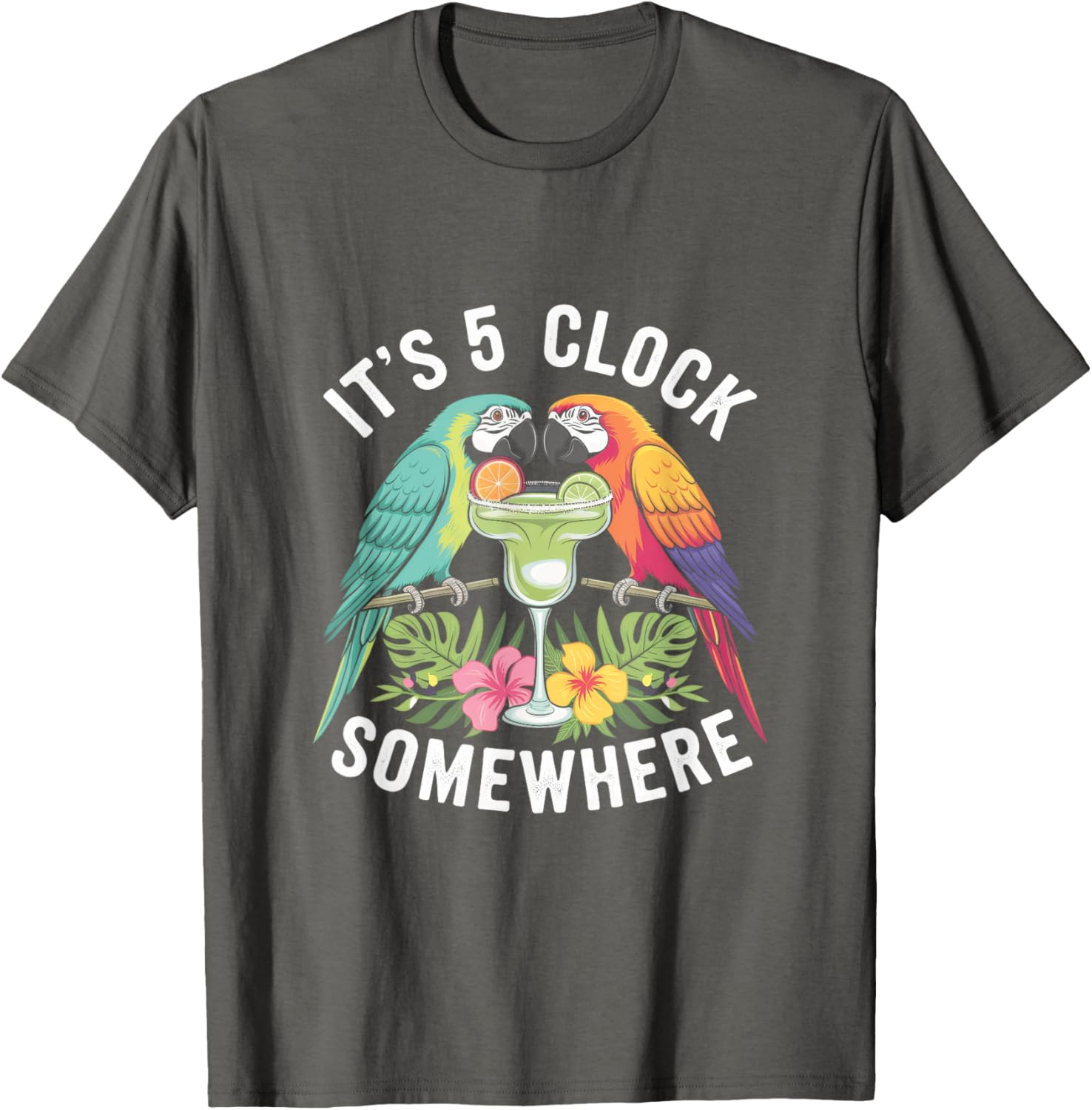 Tropical Vacation T-Shirt It's 5 O'clock Somewhere Fun Summer Tee - 1