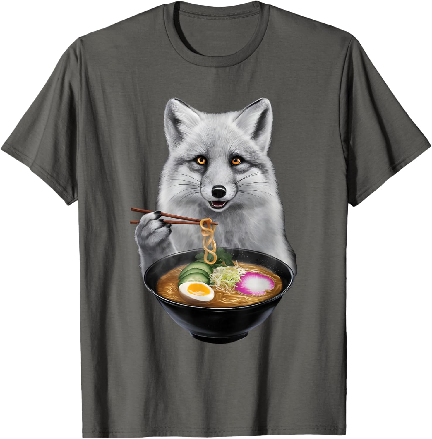 Arctic Fox Enjoying Ramen T-Shirt Fun and Unique Apparel for Animal Lovers - 8