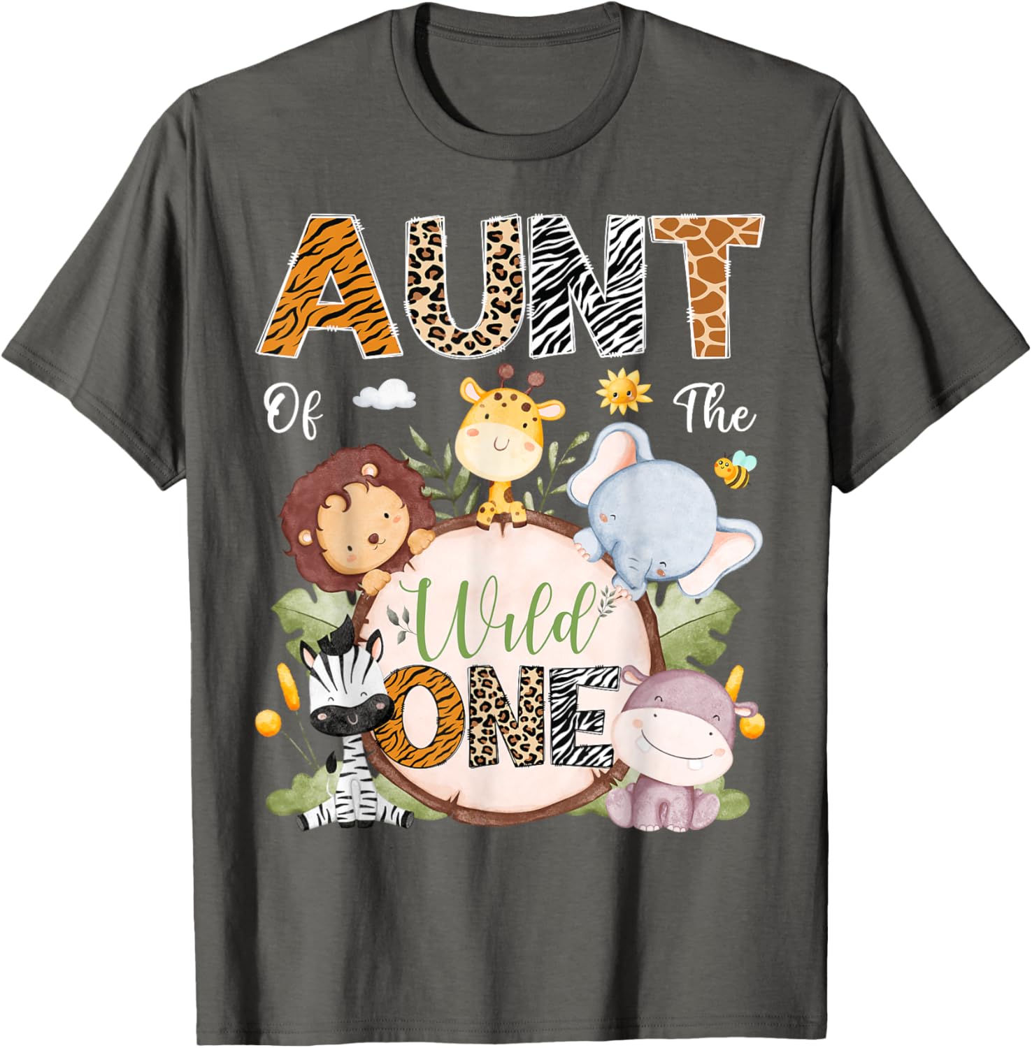 Aunt of the Wild One First Birthday Safari Animals T-Shirt for Kids - 16