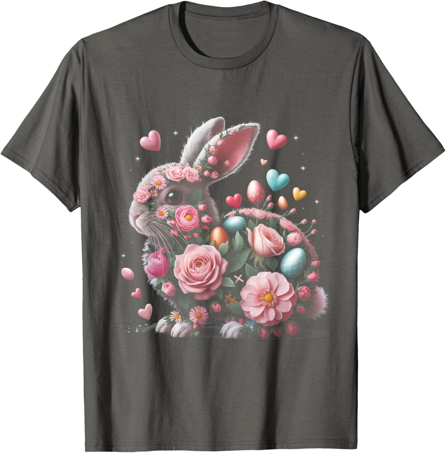 Whimsical Floral Easter Bunny Spring Aesthetic T-Shirt for Fun Celebrations - 11