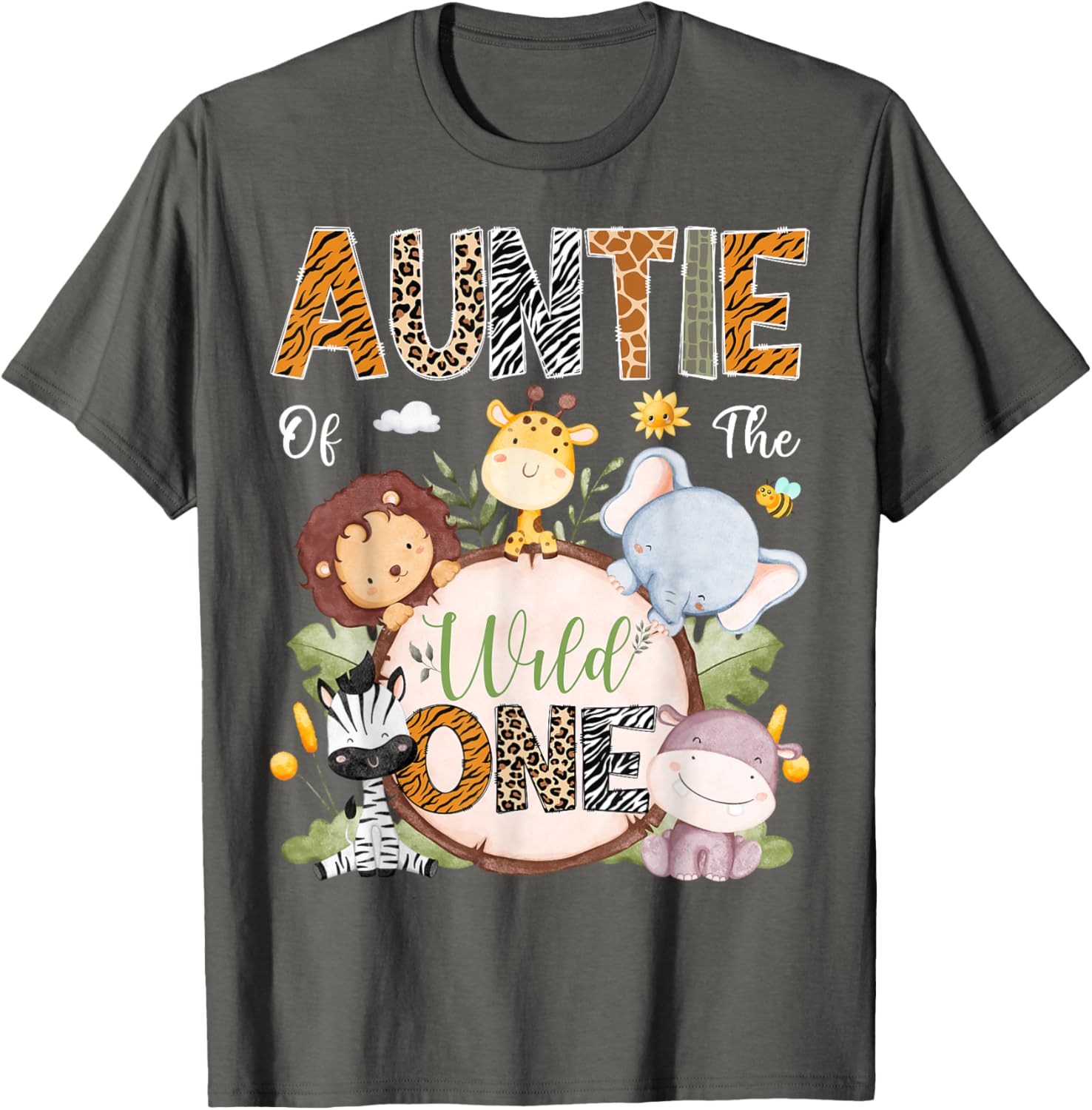Auntie Of The Wild One 1st Birthday Safari Jungle Animals T-Shirt - 3