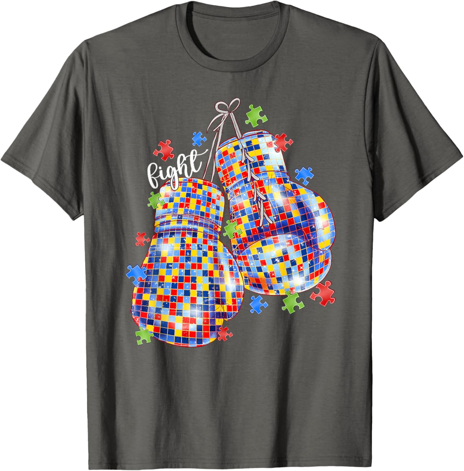 Autism Awareness Puzzle Piece Boxing Gloves T-Shirt for All Ages - 17