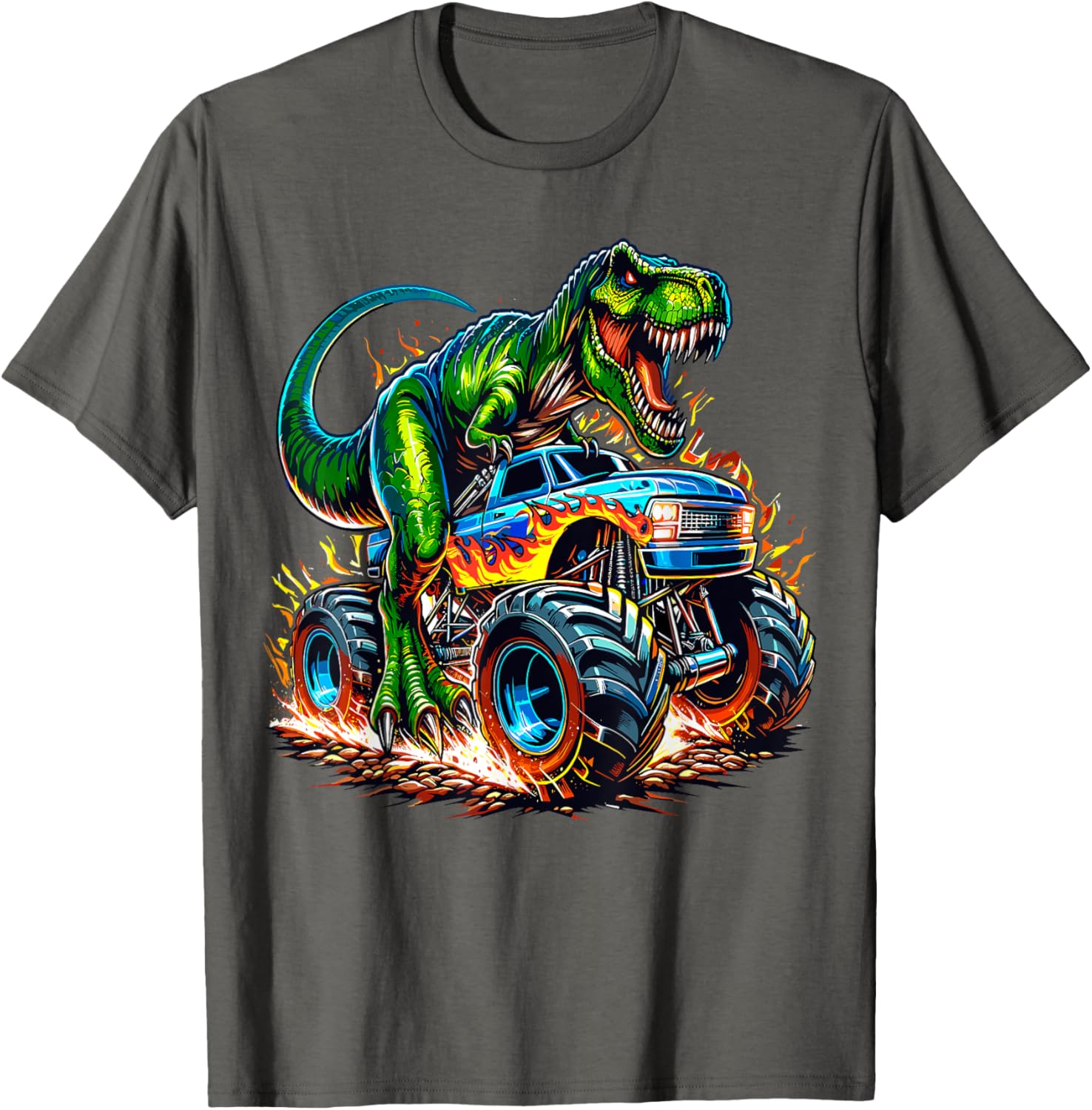 Monster Truck Dinosaur Birthday Party T-Shirt for Kids Fun Celebration - 8