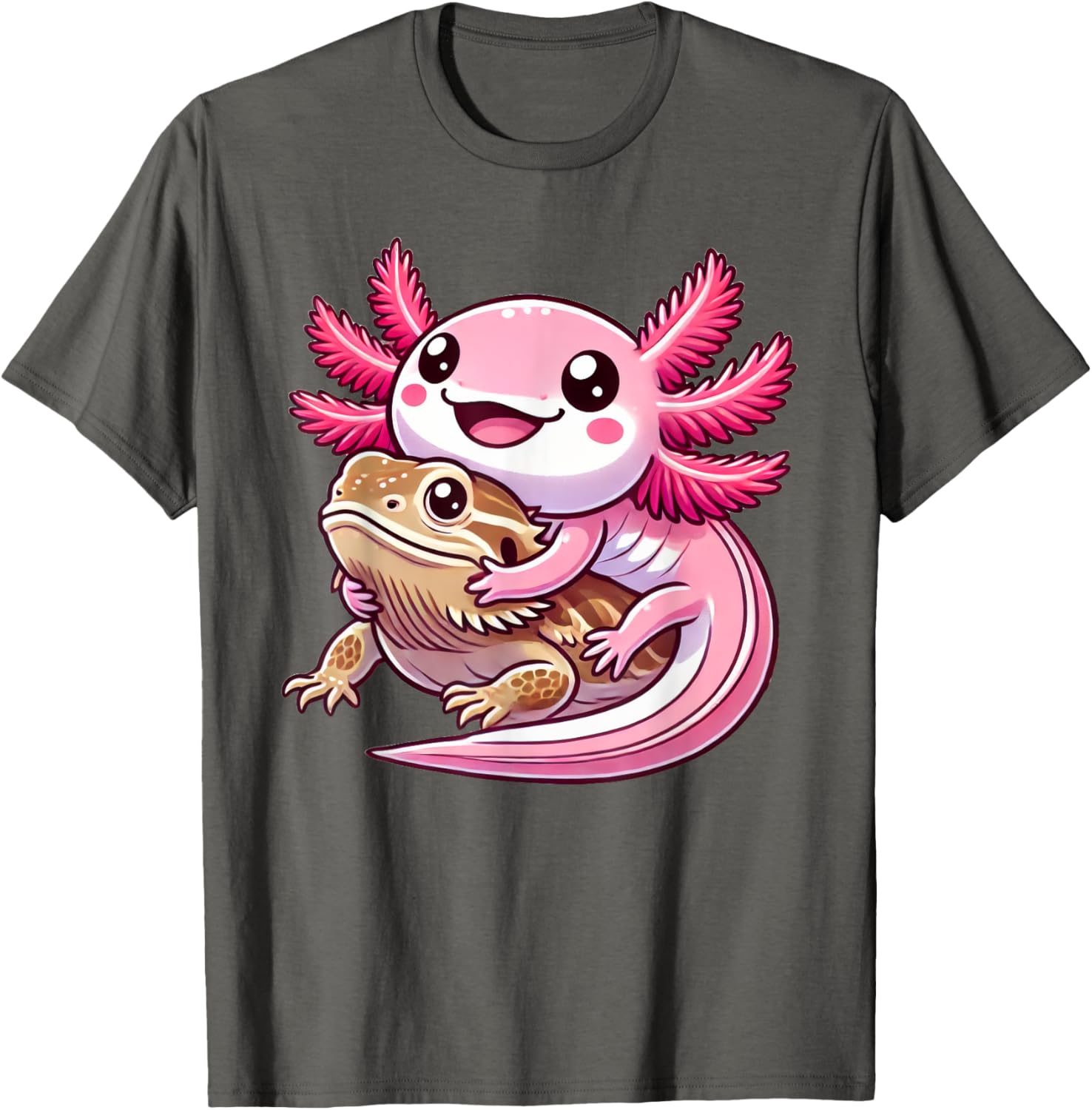 Adorable Axolotl Hugging Bearded Dragon T-Shirt for Animal Lovers - 16