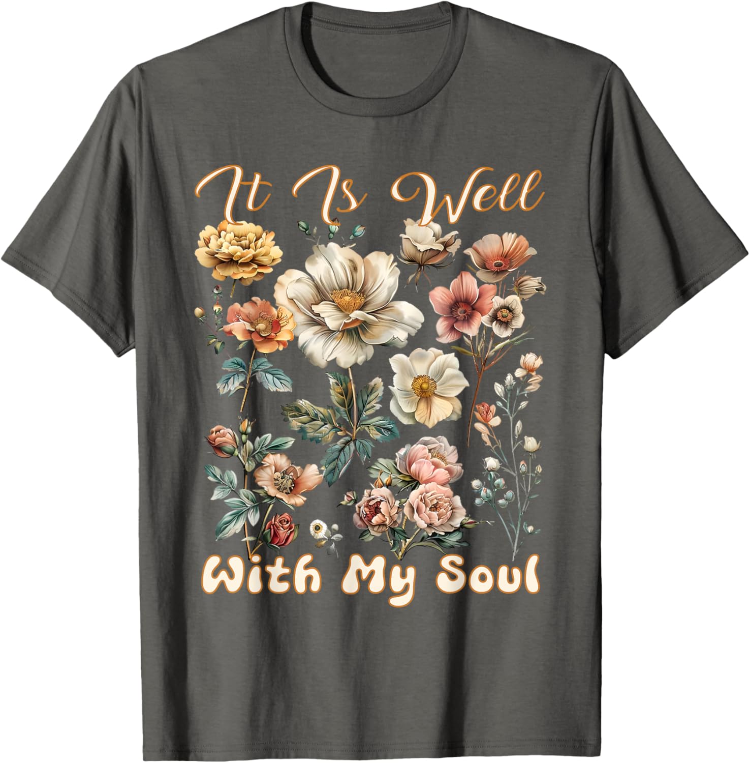 Boho Wildflower T-Shirt It Is Well With My Soul Faith Inspired Design - 10