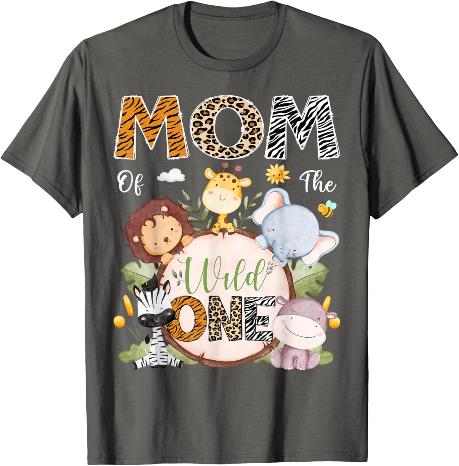 Mom Of The Wild One 1st Birthday Safari Jungle Animals T-Shirt - 5