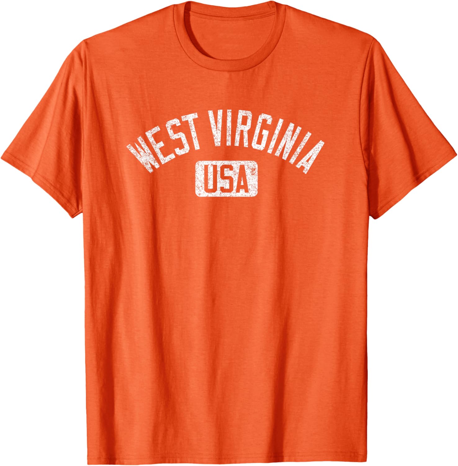 West Virginia Arched Text Distressed White Print T-Shirt for Casual Style - 28