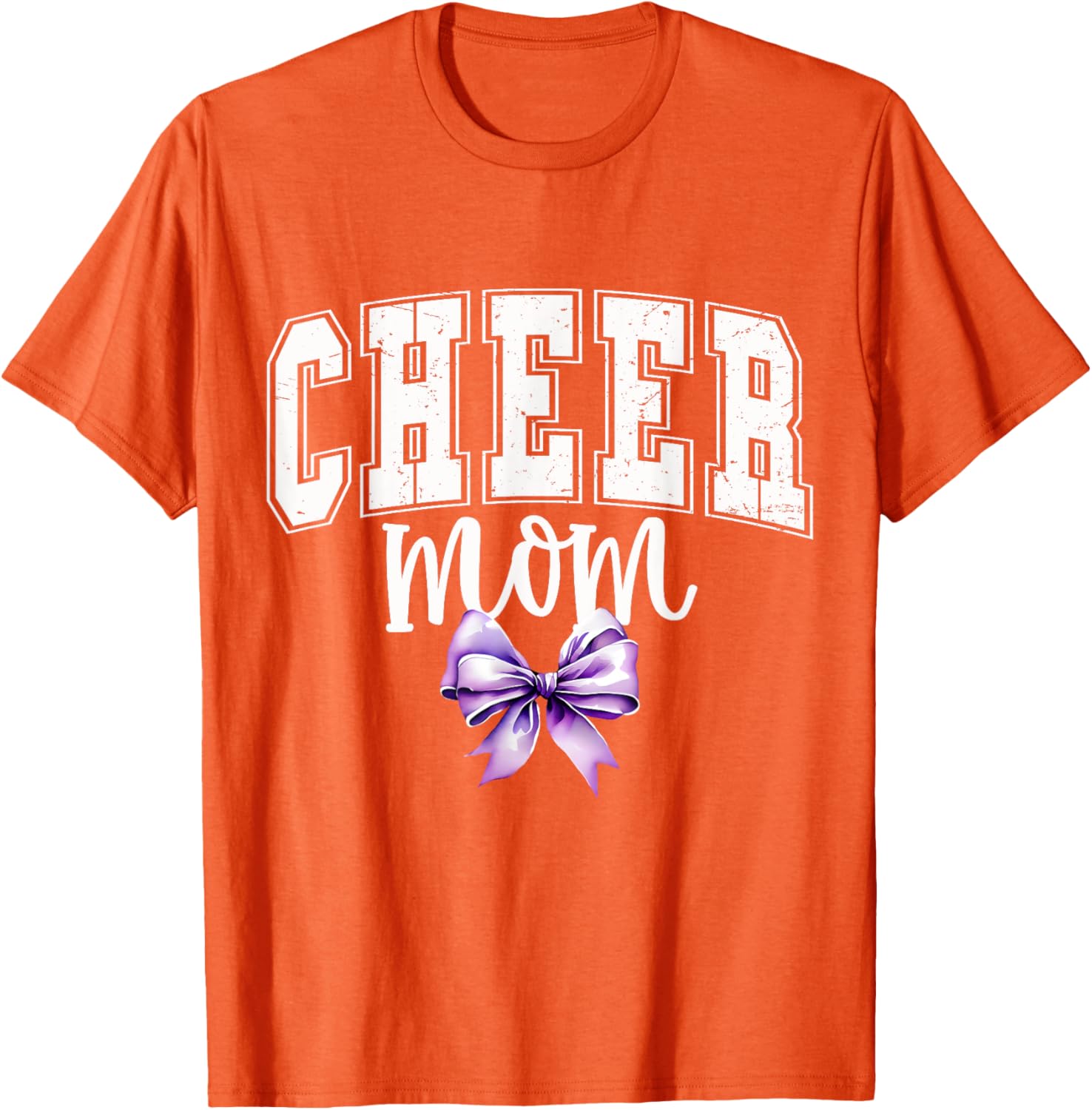 Cheer MOM Coquette Purple Bow Cheerleader T-Shirt for Supportive Moms - 14