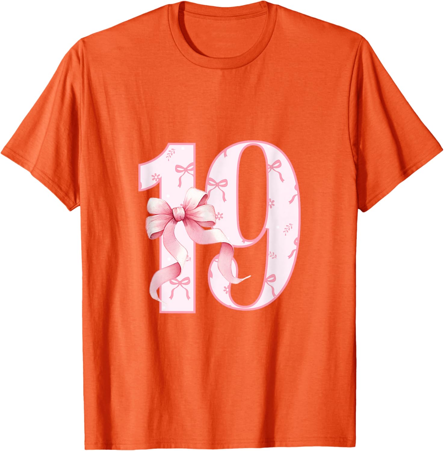 Cute Pink Coquette Bow 19th Birthday Girl T-Shirt for Celebrations - 9