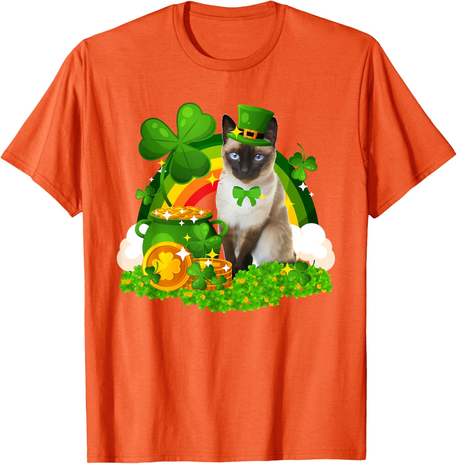 Adorable Leprechaun Siamese Cat St Patrick's Day T-Shirt for Cat Lovers - 17