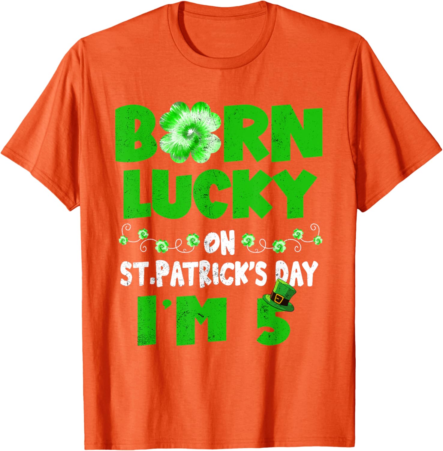 Born Lucky St. Patrick's Day 5th Birthday T-Shirt for Boys and Girls - 8