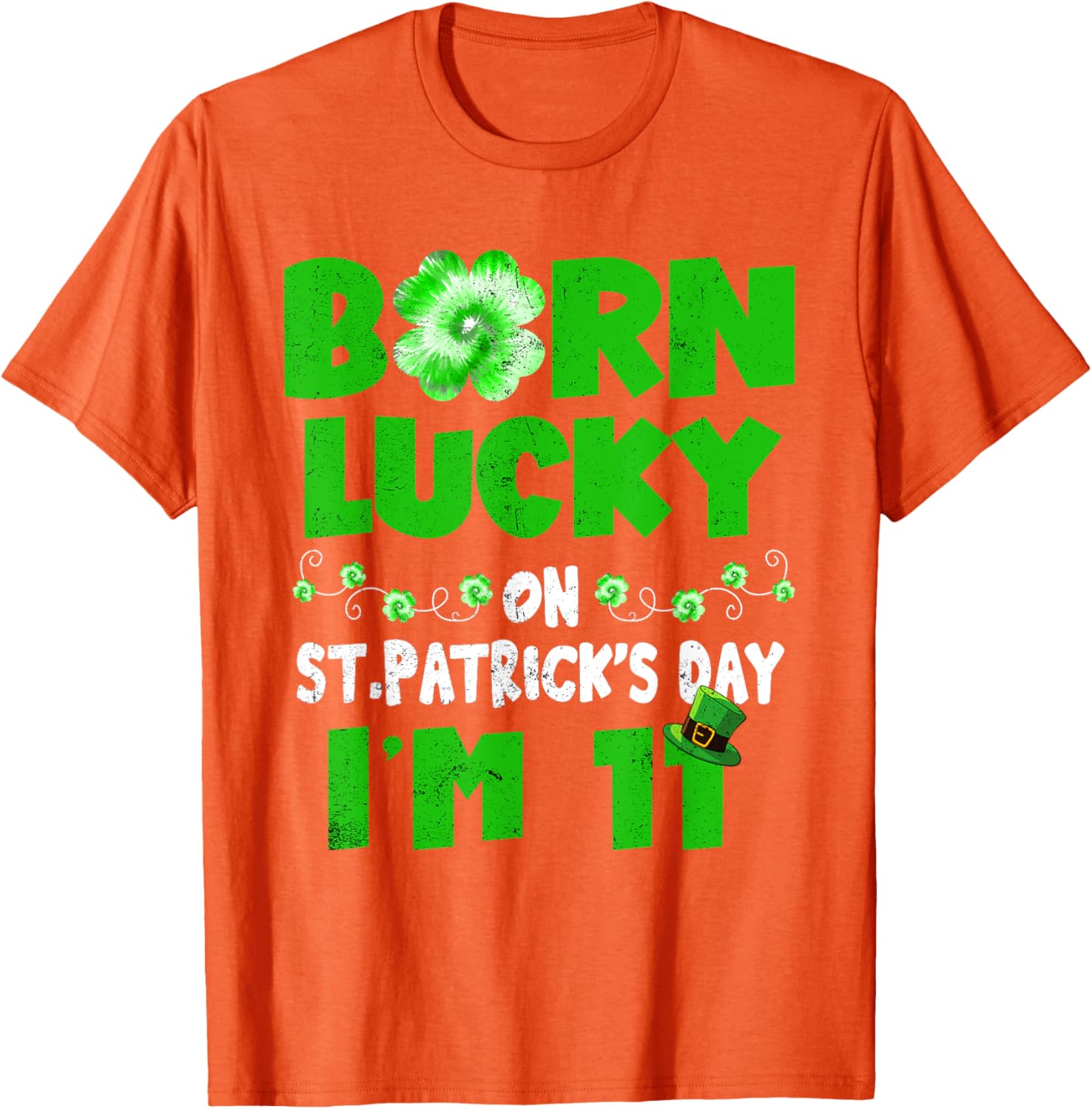 Born Lucky St. Patrick's Day 11th Birthday T-Shirt for Kids - 9
