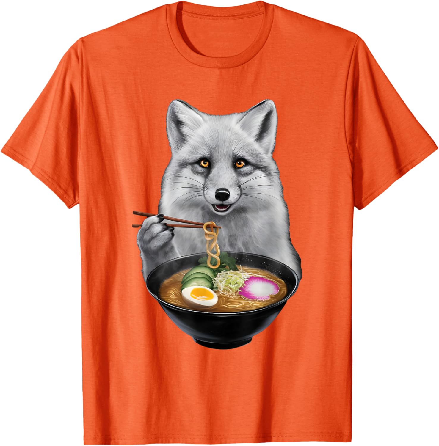 Arctic Fox Enjoying Ramen T-Shirt Fun and Unique Apparel for Animal Lovers - 12