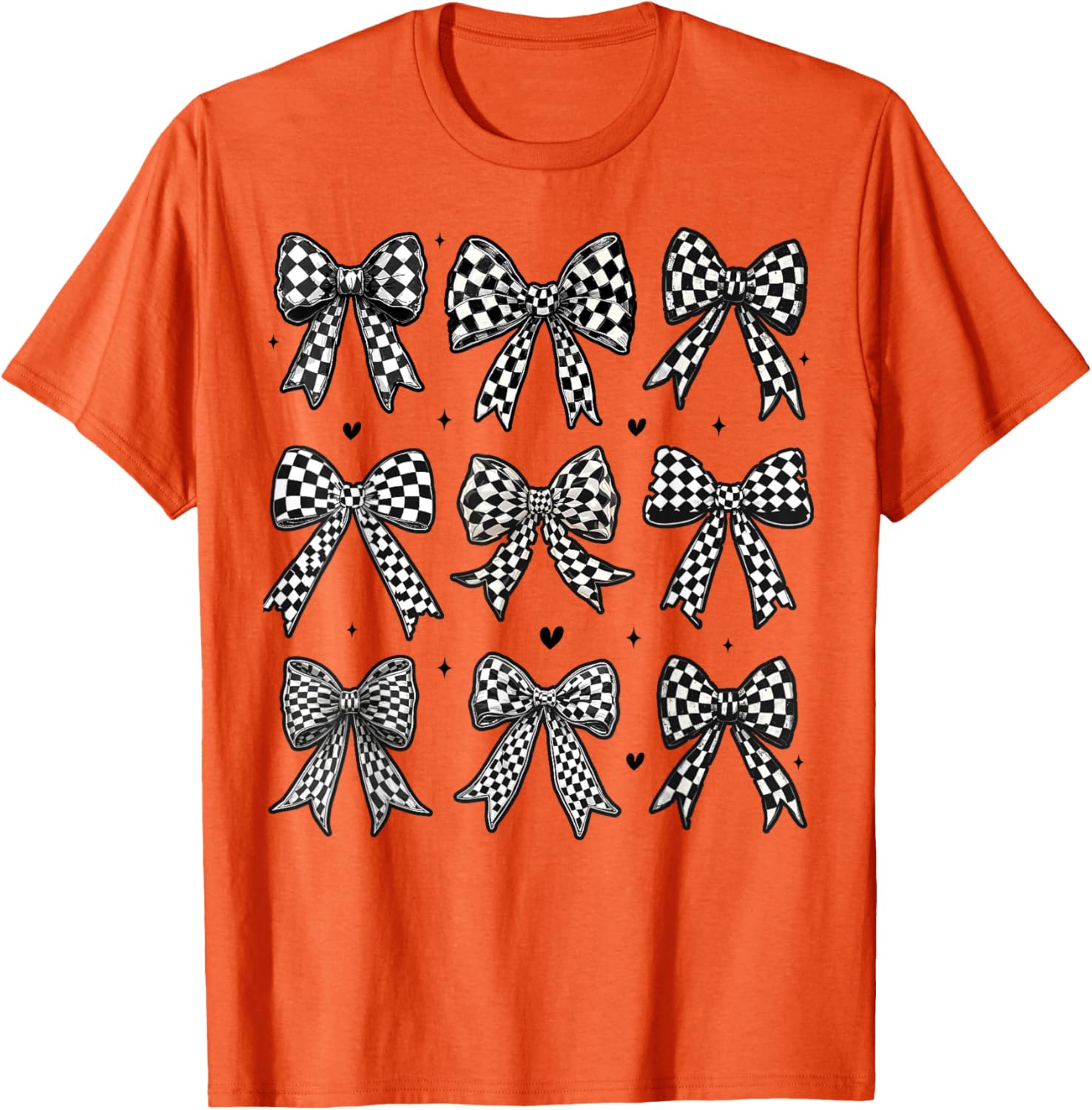 Checkered Bow Flag Racing T-Shirt for Women - Cute Coquette Style - 9