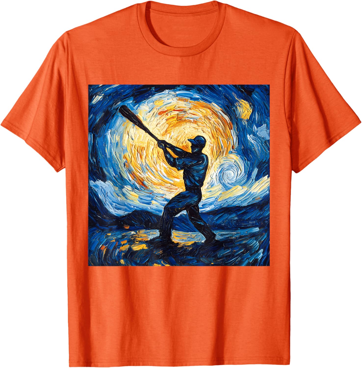 Van Gogh Starry Night Baseball Player T-Shirt for Art and Sports Lovers - 9