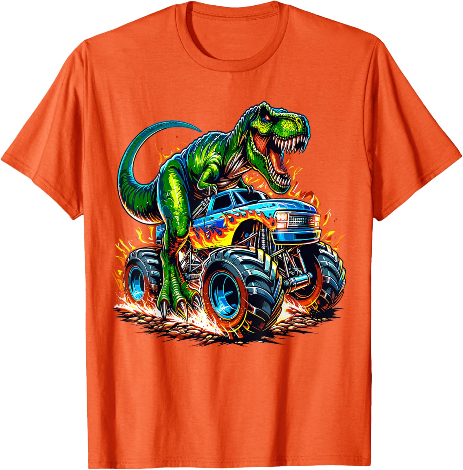 Monster Truck Dinosaur Birthday Party T-Shirt for Kids Fun Celebration - 12