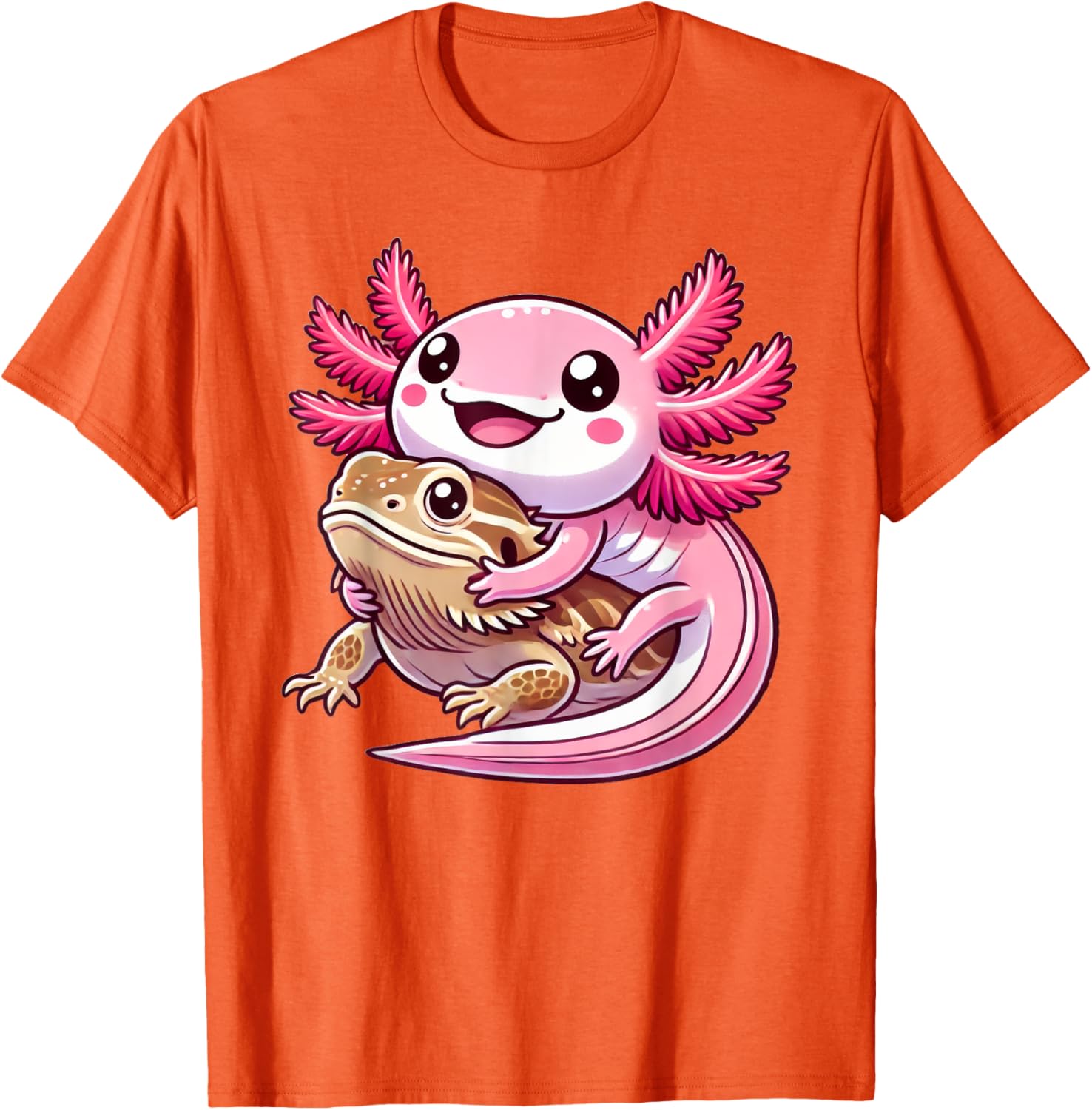 Adorable Axolotl Hugging Bearded Dragon T-Shirt for Animal Lovers - 11