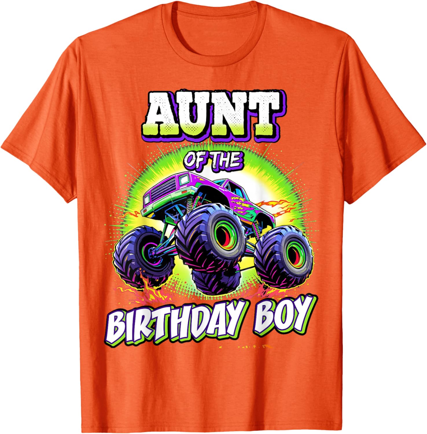 Aunt of the Birthday Boy Monster Truck T-Shirt for Fun Birthday Parties - 6