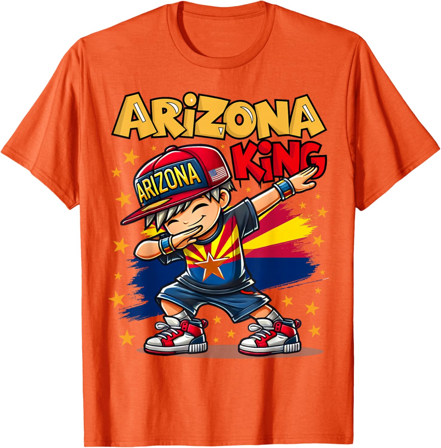 Cool Arizona King Dabbing Kids T-Shirt with Flag Design for Fun Fashion - 6