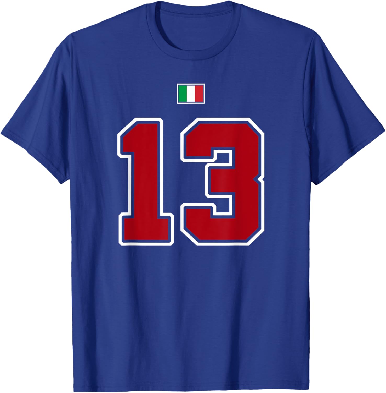 Vintage Red White Italy Flag T-Shirt with Number 13 for College Style Wear - 1