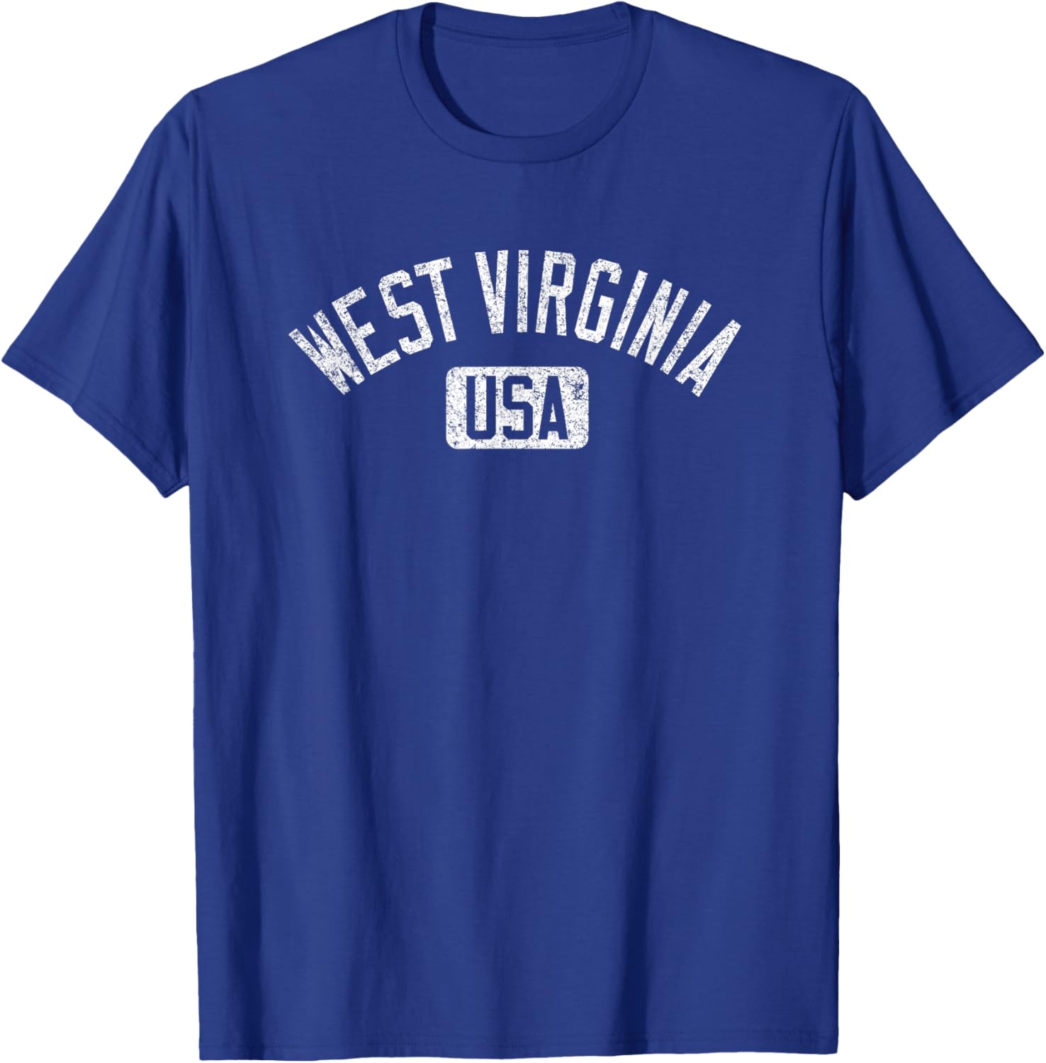 West Virginia Arched Text Distressed White Print T-Shirt for Casual Style - 9