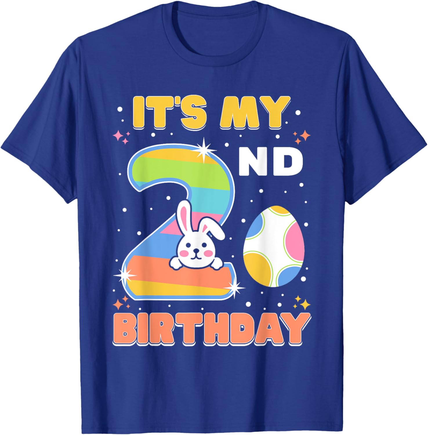 Cute Easter Bunny 2nd Birthday T-Shirt for Boys and Girls Age 2 - 9