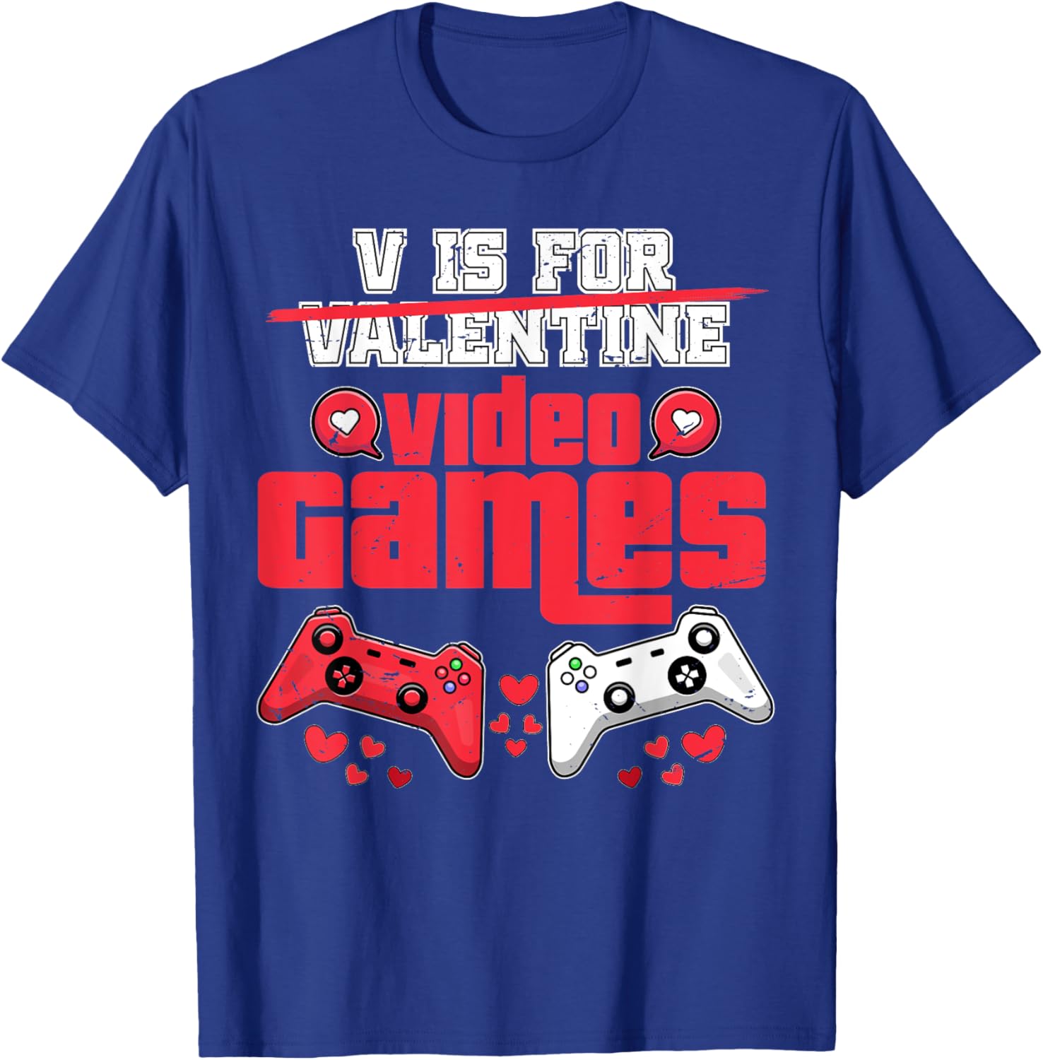 V Is For Video Games Men's Valentine's Day T-Shirt for Gamers - 3