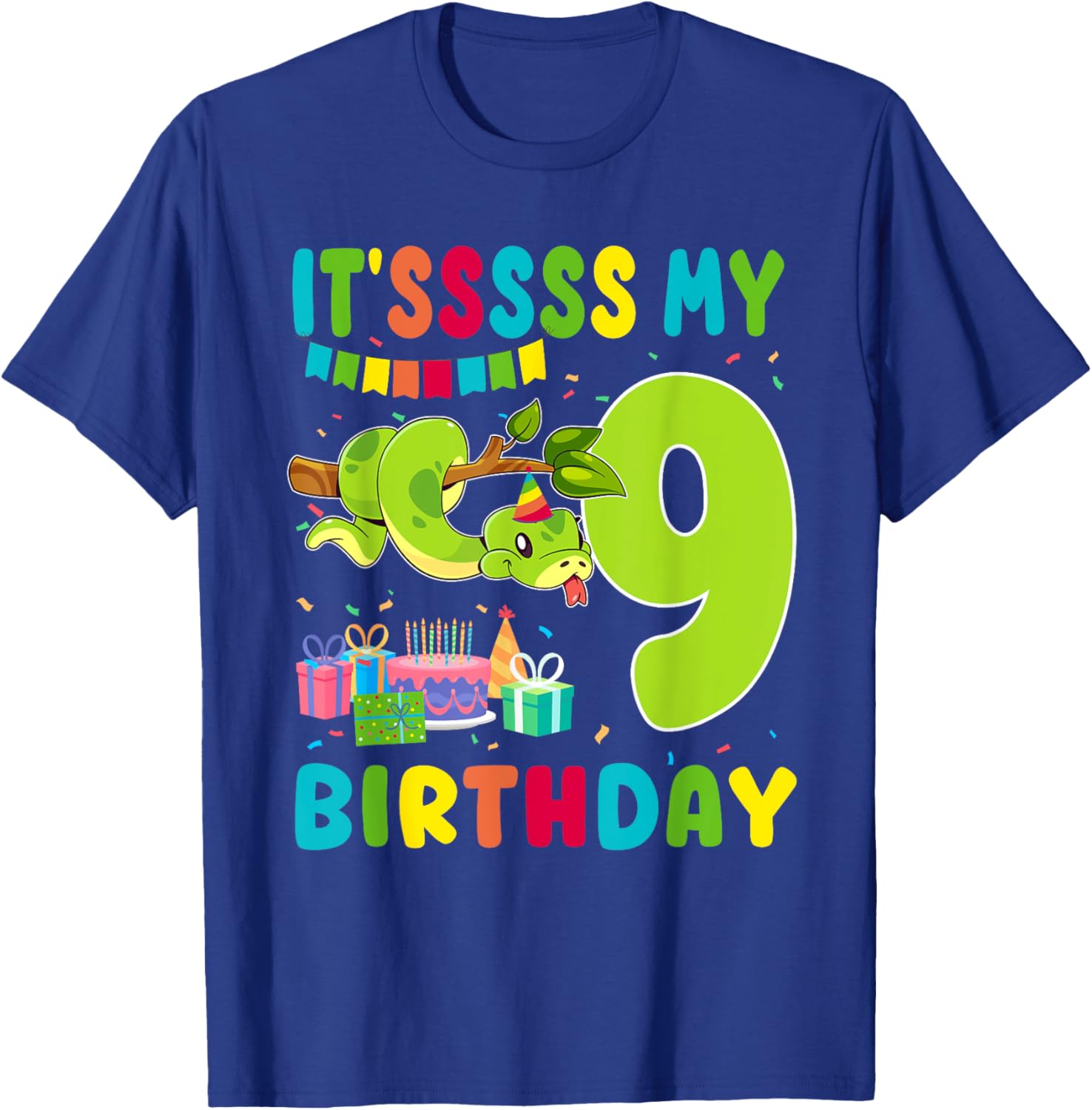 Cute Snake Themed 9th Birthday T-Shirt for Kids Fun Party Wear - 4