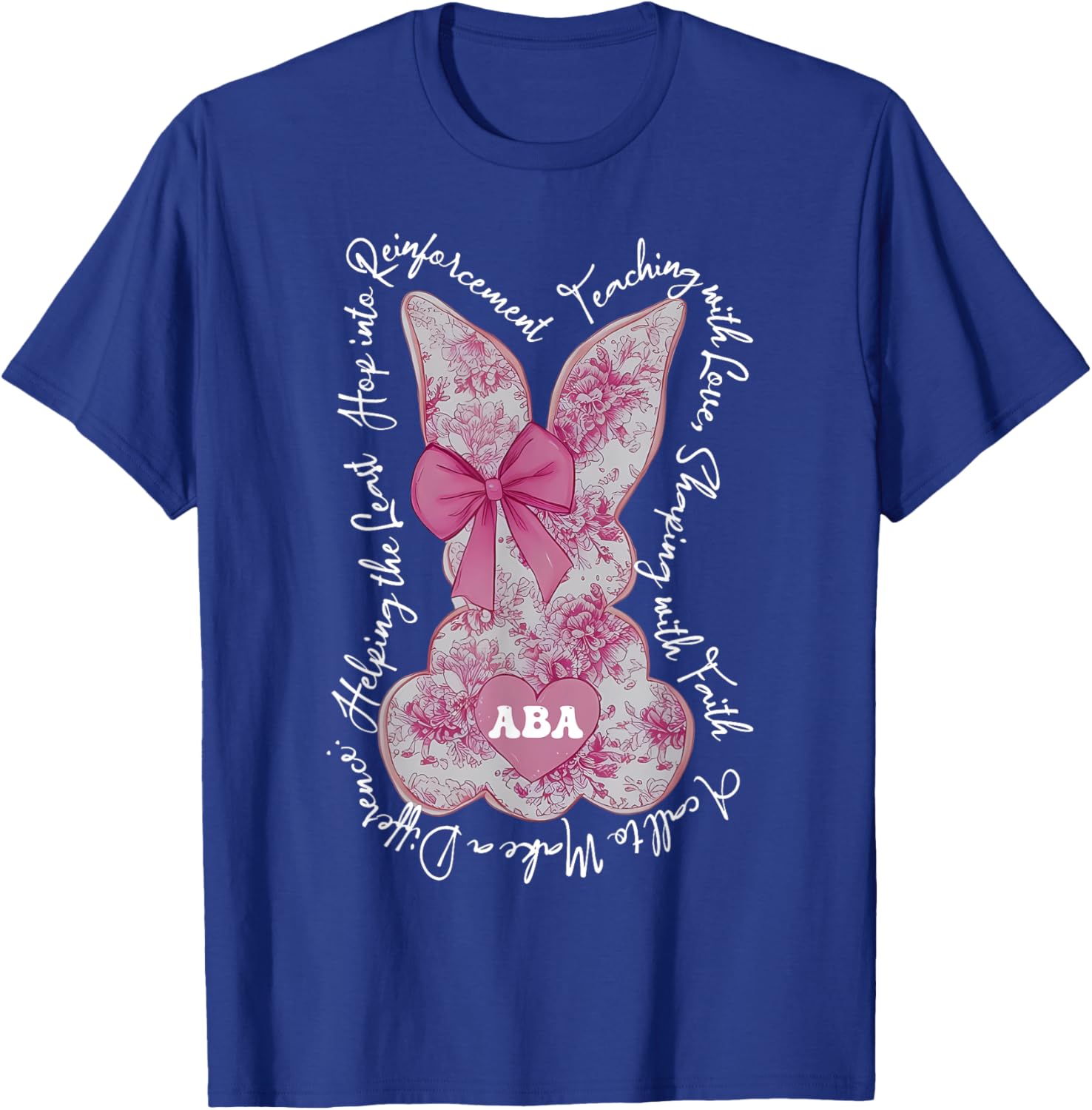 Coquette Pink Floral Bunny Easter T-Shirt for ABA Therapists and RBTs - 7