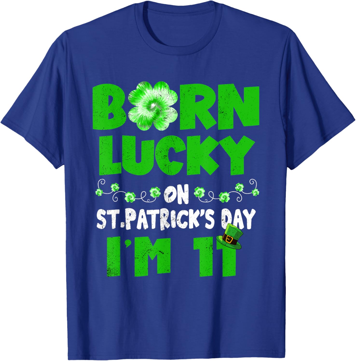 Born Lucky St. Patrick's Day 11th Birthday T-Shirt for Kids - 3