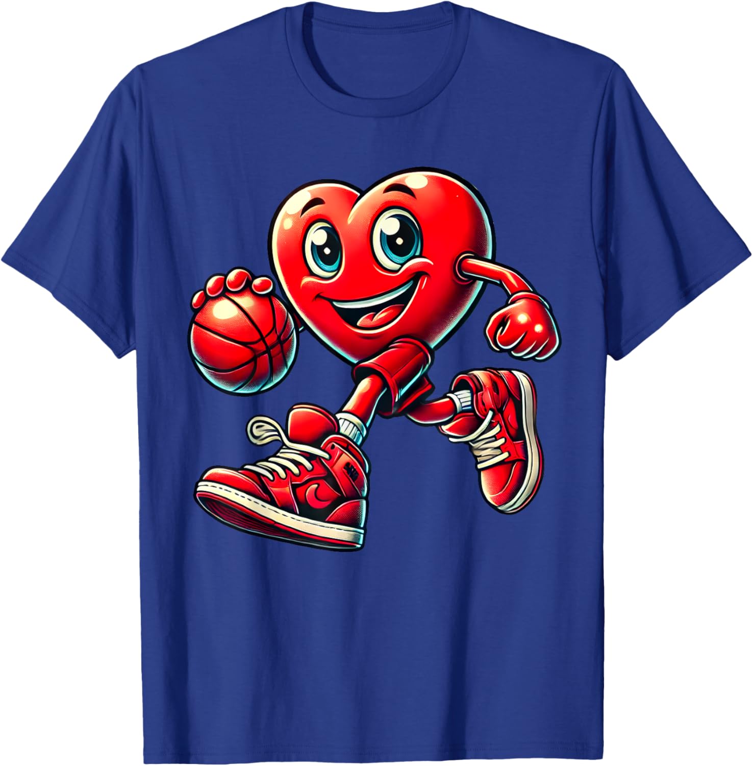 Valentine's Day Heart Basketball T-Shirt for Kids and Adults Fun Design - 7