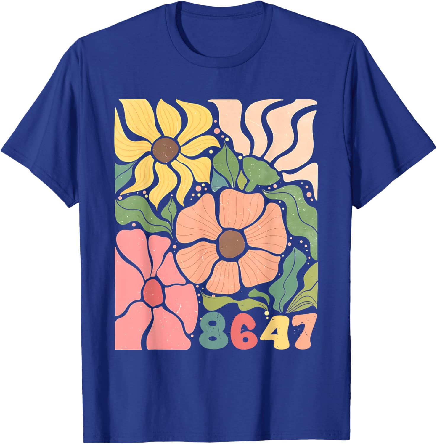 Boho Style Floral T-Shirt with Subtle Anti Trump Design for Women - 16